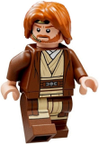 LEGO sw1220 Obi-Wan Kenobi - Reddish Brown Robe, Dark Orange Mid-Length Tousled with Center Part Hair